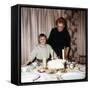 Nine Year Old Girl Is About to Blow Out the Candles on Her While Her Mom Watches, Ca. 1962-null-Framed Stretched Canvas