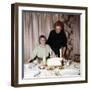 Nine Year Old Girl Is About to Blow Out the Candles on Her While Her Mom Watches, Ca. 1962-null-Framed Photographic Print