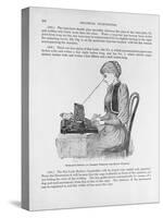 Nineteenth Century Book Illustration of a Woman at a Typewriter-null-Stretched Canvas