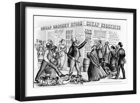 Nineteenth Century Lithograph of "Cheap Groceries"-null-Framed Giclee Print