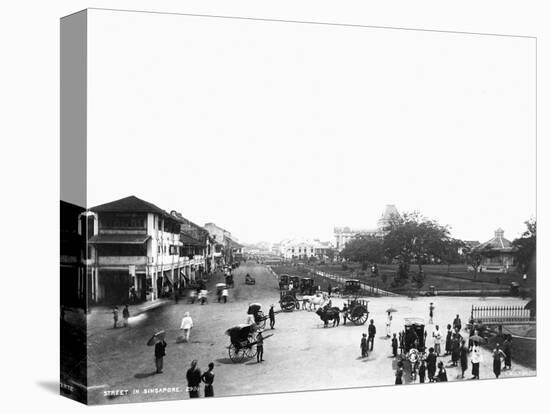 Nineteenth Century Street Scene in Singapore-null-Stretched Canvas