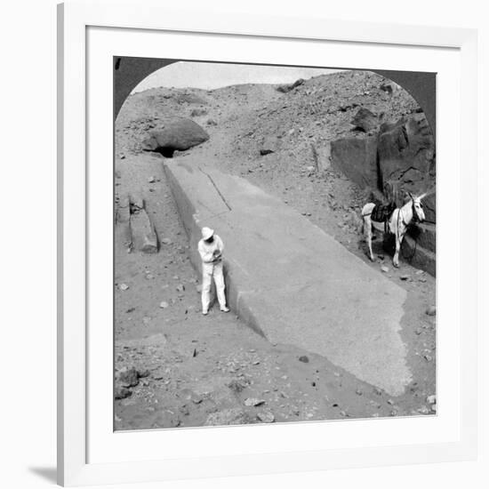 Ninety-Two Foot Obelisk Still Lying in the Quarry of Assuan (Aswa), Egypt, 1905-Underwood & Underwood-Framed Photographic Print