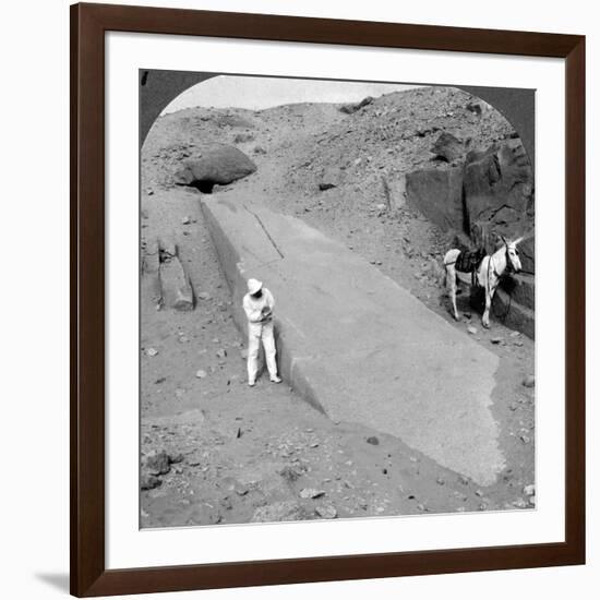 Ninety-Two Foot Obelisk Still Lying in the Quarry of Assuan (Aswa), Egypt, 1905-Underwood & Underwood-Framed Photographic Print