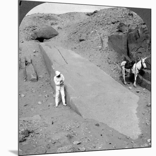 Ninety-Two Foot Obelisk Still Lying in the Quarry of Assuan (Aswa), Egypt, 1905-Underwood & Underwood-Mounted Photographic Print