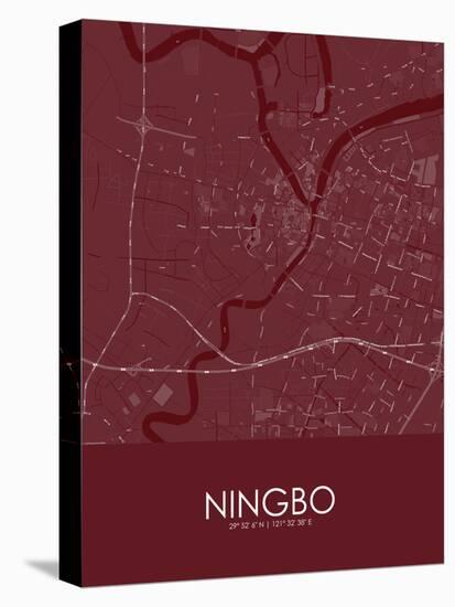 Ningbo, China Red Map-null-Stretched Canvas