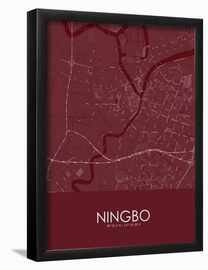 Ningbo, China Red Map-null-Framed Poster