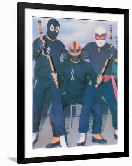 Ninja Mexican Wrestlers with Nunchuks-null-Framed Art Print