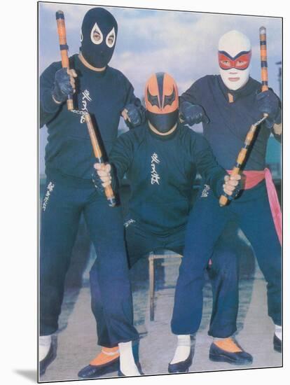 Ninja Mexican Wrestlers with Nunchuks-null-Mounted Art Print