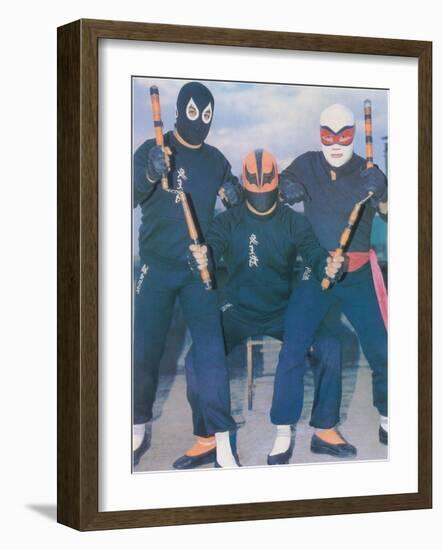 Ninja Mexican Wrestlers with Nunchuks-null-Framed Art Print