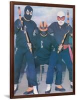 Ninja Mexican Wrestlers with Nunchuks-null-Framed Art Print