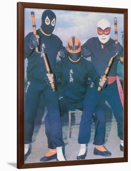 Ninja Mexican Wrestlers with Nunchuks-null-Framed Art Print