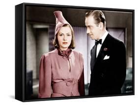 NINOTCHKA, from left: Greta Garbo, Melvyn Douglas, 1939-null-Framed Stretched Canvas