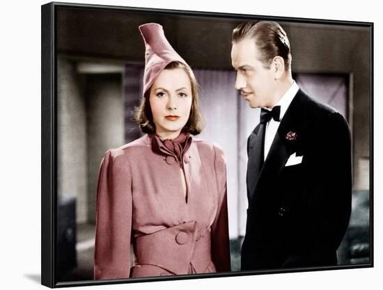 NINOTCHKA, from left: Greta Garbo, Melvyn Douglas, 1939-null-Framed Photo