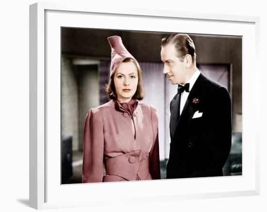 NINOTCHKA, from left: Greta Garbo, Melvyn Douglas, 1939-null-Framed Photo