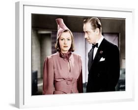 NINOTCHKA, from left: Greta Garbo, Melvyn Douglas, 1939-null-Framed Photo