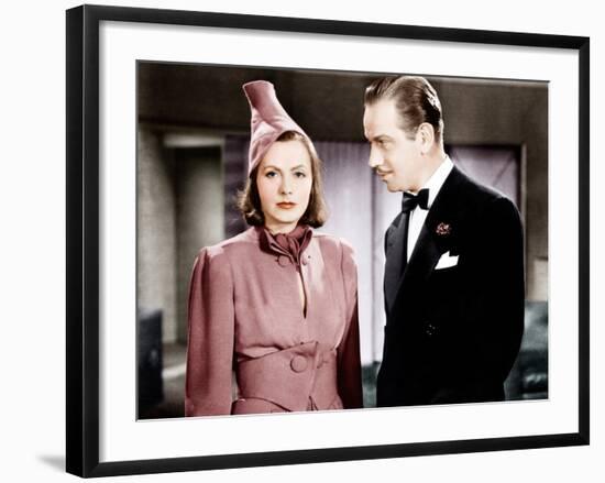 NINOTCHKA, from left: Greta Garbo, Melvyn Douglas, 1939-null-Framed Photo