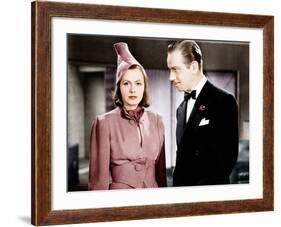 NINOTCHKA, from left: Greta Garbo, Melvyn Douglas, 1939-null-Framed Photo