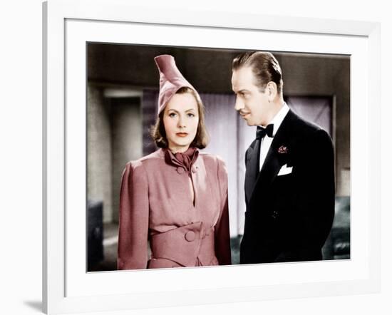 NINOTCHKA, from left: Greta Garbo, Melvyn Douglas, 1939-null-Framed Photo