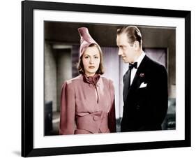 NINOTCHKA, from left: Greta Garbo, Melvyn Douglas, 1939-null-Framed Photo