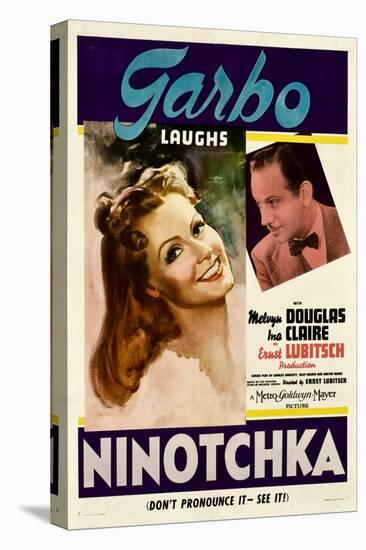 NINOTCHKA, from left: Greta Garbo, Melvyn Douglas, 1939.-null-Stretched Canvas