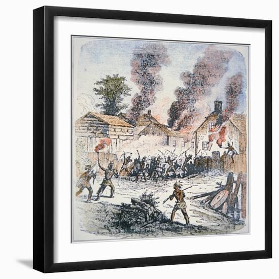 Nipmuc Indians Attack the Settlement of Brookfield, Massachusetts in August 1675-English-Framed Giclee Print