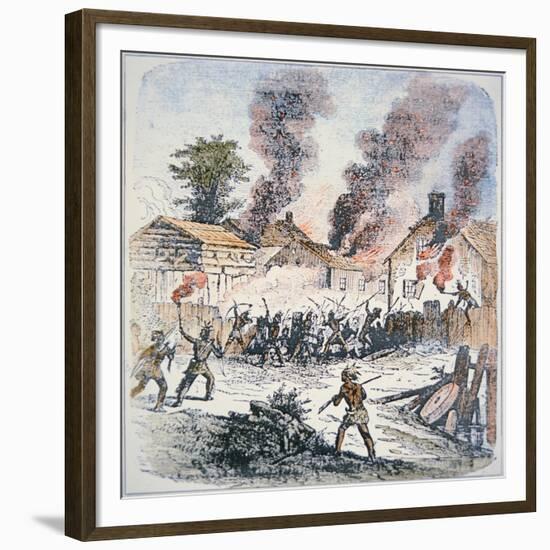 Nipmuc Indians Attack the Settlement of Brookfield, Massachusetts in August 1675-English-Framed Giclee Print