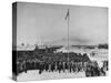 Nisei Japanese Americans Participating in Flag Saluting Ceremony at Relocation Center During WWII-Hansel Mieth-Stretched Canvas