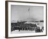 Nisei Japanese Americans Participating in Flag Saluting Ceremony at Relocation Center During WWII-Hansel Mieth-Framed Photographic Print