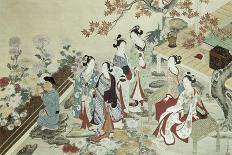 Courtesan Holding a Battledore, 1739-Nishikawa Sukenobu-Giclee Print
