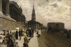 La National Gallery et l'église Saint Martin à Londres-Nittis Giuseppe-Framed Stretched Canvas