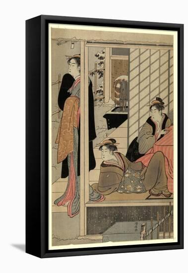 Niwa No Yukimi-Torii Kiyonaga-Framed Stretched Canvas