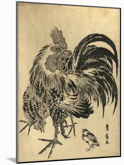 Niwatori, Hen and Chick. [Between 1804 and 1818], 1 Print : Woodcut, Color ; 22.1 X 17-Utagawa Toyohiro-Mounted Giclee Print