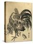 Niwatori, Hen and Chick. [Between 1804 and 1818], 1 Print : Woodcut, Color ; 22.1 X 17-Utagawa Toyohiro-Stretched Canvas