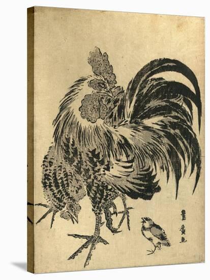 Niwatori, Hen and Chick. [Between 1804 and 1818], 1 Print : Woodcut, Color ; 22.1 X 17-Utagawa Toyohiro-Stretched Canvas