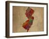 NJ Colorful Counties-Red Atlas Designs-Framed Giclee Print