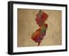 NJ Colorful Counties-Red Atlas Designs-Framed Giclee Print