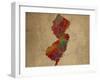 NJ Colorful Counties-Red Atlas Designs-Framed Giclee Print