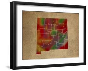 NM Colorful Counties-Red Atlas Designs-Framed Giclee Print