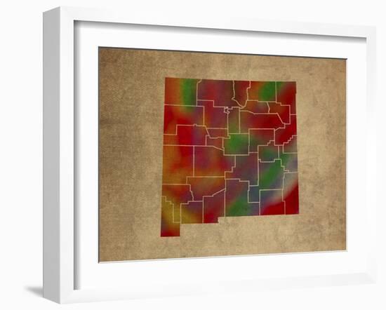 NM Colorful Counties-Red Atlas Designs-Framed Giclee Print