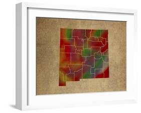 NM Colorful Counties-Red Atlas Designs-Framed Giclee Print