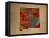 NM Colorful Counties-Red Atlas Designs-Framed Stretched Canvas