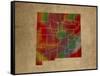 NM Colorful Counties-Red Atlas Designs-Framed Stretched Canvas