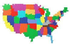 Toy Bricks American Map-nmcandre-Stretched Canvas