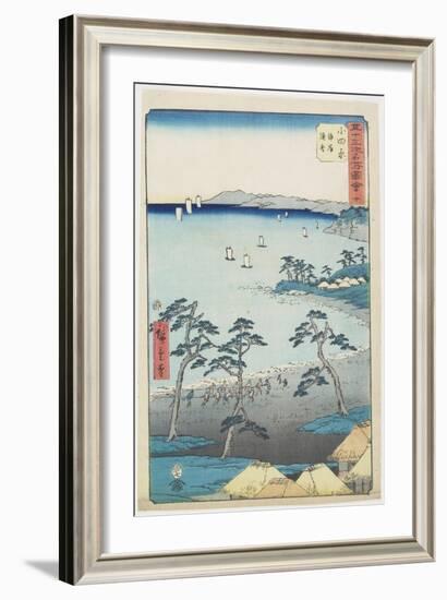 No.10 Fishermans House on a Beach, Odawara, July 1855-Utagawa Hiroshige-Framed Giclee Print