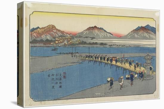 No.11: Ferry Port at the Kanna River Near Honjo Station, 1830-1844-Keisai Eisen-Stretched Canvas