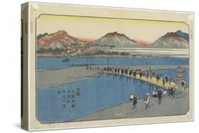 No.11: Ferry Port at the Kanna River Near Honjo Station, 1830-1844-Keisai Eisen-Stretched Canvas