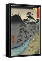 No.11 River in Hakone Mountain at Night, July 1855-Utagawa Hiroshige-Framed Stretched Canvas