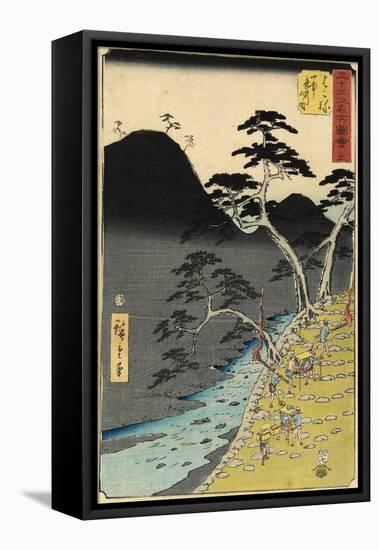 No.11 River in the Mountain at Night, Hakone, July 1855-Utagawa Hiroshige-Framed Stretched Canvas