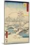 No.13 Mount Fuji Seen over Mount Ashigara, Numazu, July 1855-Utagawa Hiroshige-Mounted Giclee Print