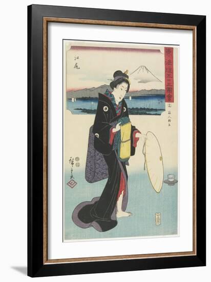 No.19: Ejiri, 1847-1852-Utagawa Hiroshige-Framed Giclee Print